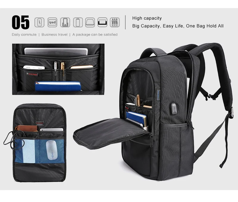 ARCTIC HUNTER Blue Casual Travel Backpack Water Resistant Unisex School College Bag with Built in USB Port and Laptop Compartment for Men and Women B00120C Blue  | Best Price UAE